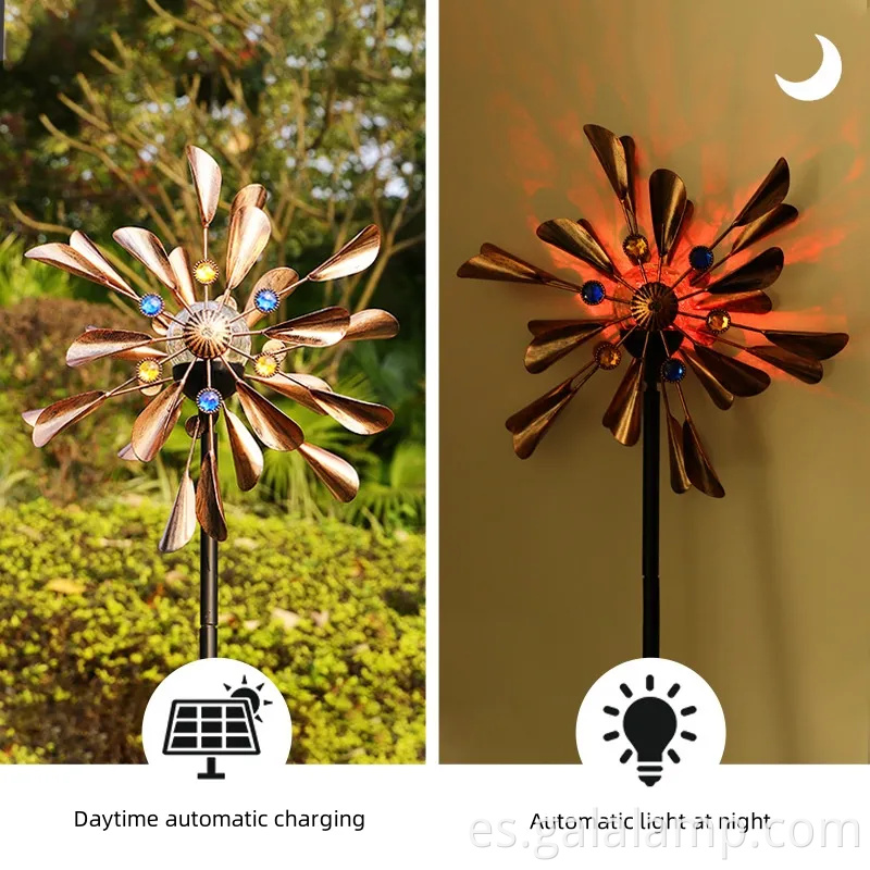 Colorida Solar Spinner de metal al aire libre para lámpara de decoración del jardín